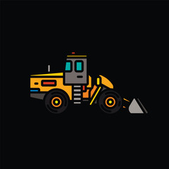 Obraz na płótnie Canvas Original vector illustration. Contour icon of a bulldozer on wheels.