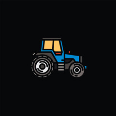 Original vector illustration. Contour icon of a tractor on wheels, for agricultural and industrial purposes.