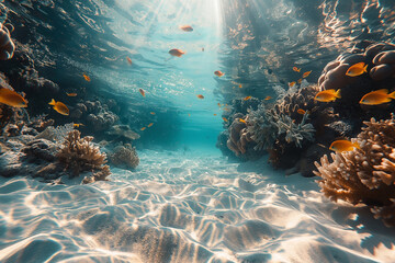 Beautiful underwater scenery, different kinds of fish, and coral reefs
