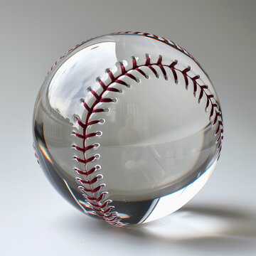 Glass Baseball Ball on White Background. Clipart for sports projects.