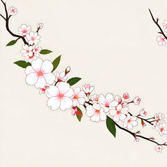 Cherry_Blossom_Wedding_Guest_Design_Line_2D_Illustration.Generative AI