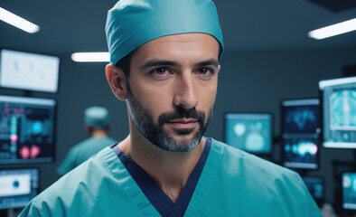 Dedicated Surgeon in OR - Medical Expertise and Precision - Healthcare Professional Portrait high qualityDedicated Surgeon in OR - Medical Expertise and Precision - Healthcare Professional Portrait