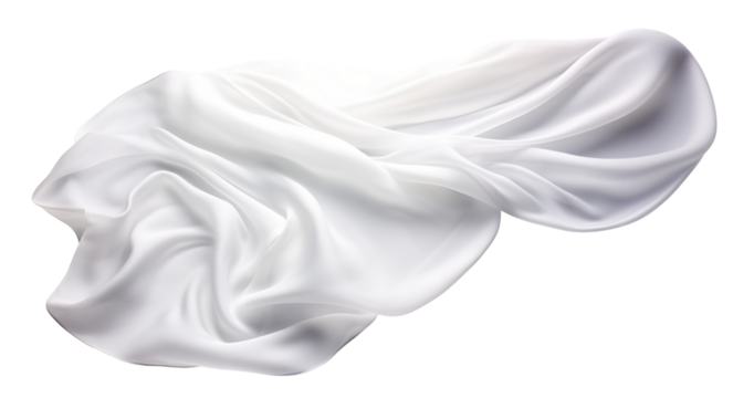 Floating elegant white fabric, cut out