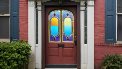 A-Vintage-Door-With-A-Stained-Glass-Window-In-A-Historic-District-- (4)