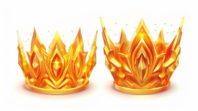 Symbol of imperial sign, royal gold monarchy icon, crowning headdress for monarch. Realistic 3D modern illustration depicting a royal gold monarchy coronation symbol.