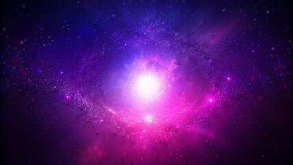 Naklejka premium Dark Purple Pink in Space, Blank Space, Grainy Noise, Worn Texture, Color Gradient, Rough Abstract Background, Black hole and scientific image, Bright Light and Glow Template