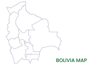 High detailed map of Bolivia. Outline map of Bolivia. South America