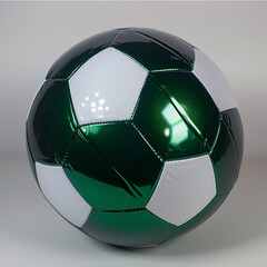 Glossy Green Soccer Ball Isolated on White Background. Clipart for sports projects.