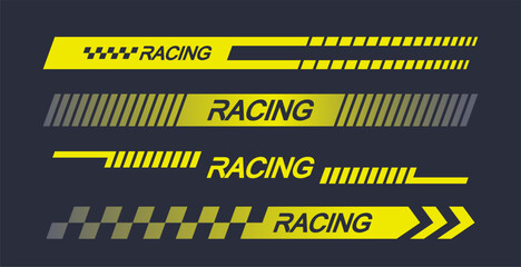 Sports Car Stickers, Black and Yellow Vector Designs Embodying Speed And Racing. Decals For Automobile Enthusiasts - 779844452