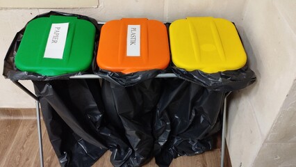 Containers for separate waste collection indoors