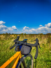 Gravel bicycle in the city park on the summer season