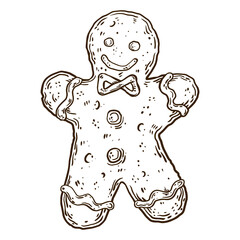 Cookie man engraving PNG illustration