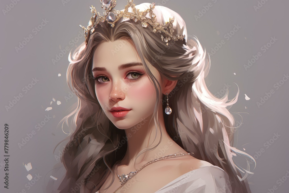 Wall mural Lovable Cute royal princess. Magic people. Fictional person. Generate Ai