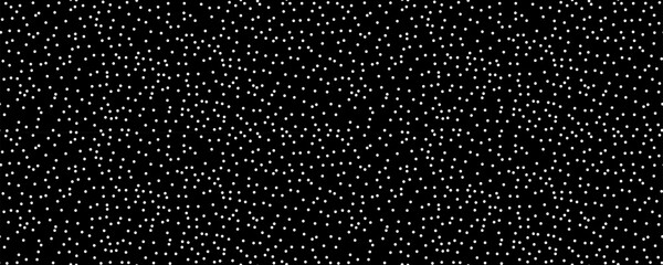Seamless polka dot pattern: Vector illustration of small white circles on a vintage black backdrop. Creative texture of random, hand-drawn round shapes. Dotted wrapping paper sample