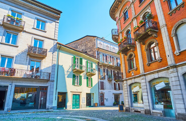 The old houses of Piazza Sant'Antonio in Locarno, Switzerland