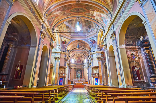 Historic interior of St Anthony Church, on March 26 in Locarno, Switzerland