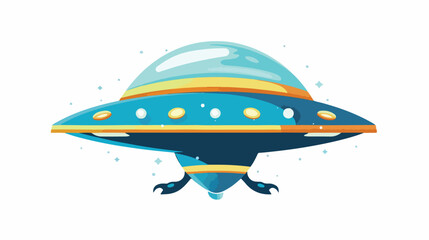 Fototapeta na wymiar Vector flat funny blue alien spaceship logo or label 