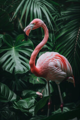 Graceful Flamingo in a Tropical Paradise