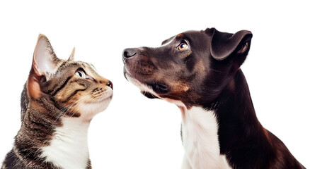 Cat and dog on a transparent background.