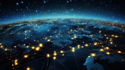 Obraz premium IT Industry Particles in Digital World Background