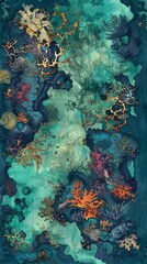 Naklejka na ściany i meble Coral Reefs,High fantasy maps