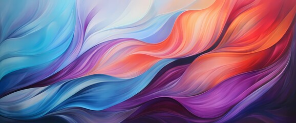 Fluidity meets intensity as bold strokes carve out a path of vibrant gradients, weaving a mesmerizing tapestry that captures the essence of modern abstraction. - obrazy, fototapety, plakaty