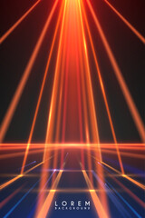 Red and blue light rays background