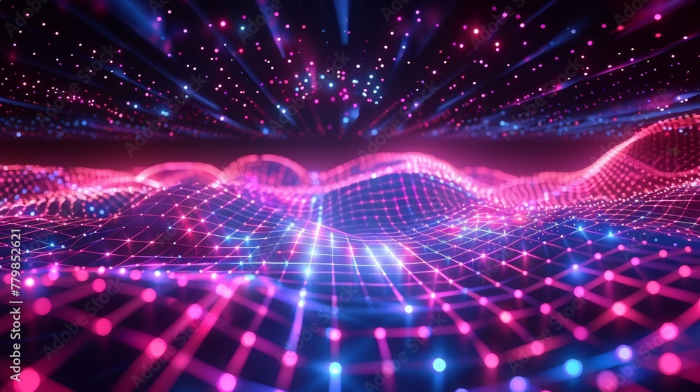 Aufkleber modern illustration of abstract technology background. background 3d grid. cyber technology network.