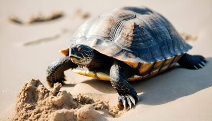 A-Turtle-With-Its-Claws-Digging-Into-The-Sand-