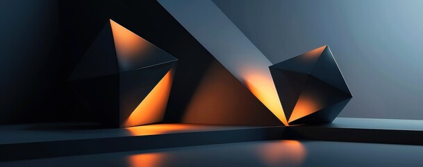 Fond géométrique minimaliste abstrait avec ombre et lumière, illustration avec espace pour texte. - obrazy, fototapety, plakaty