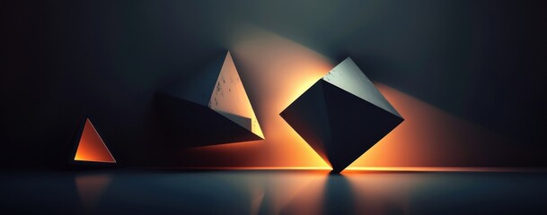 Fond géométrique minimaliste abstrait avec ombre et lumière, illustration avec espace pour texte. - obrazy, fototapety, plakaty