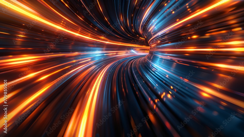 Aufkleber This 3D rendering shows abstract fast moving lines, high speed motion blur, and concepts of leading in business, high tech products, goals and achievement, and the evolution of advanced technology.