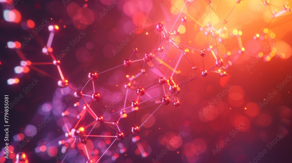 Aufkleber Molecules technology with polygonal shapes, connecting dots and lines. Data visualization.