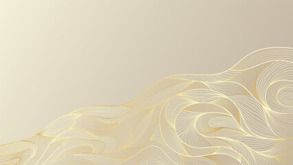 Linear gold background pattern. Thin abstract lines luxury expensive. Vector illustration wave ornament.