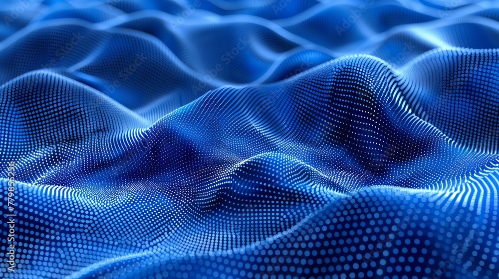 Poster Blue wave light screen gradient texture background. Abstract technology background. 3D rendering.