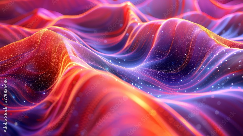 Aufkleber Technology background with a dynamic wave. 3D rendering of the background.