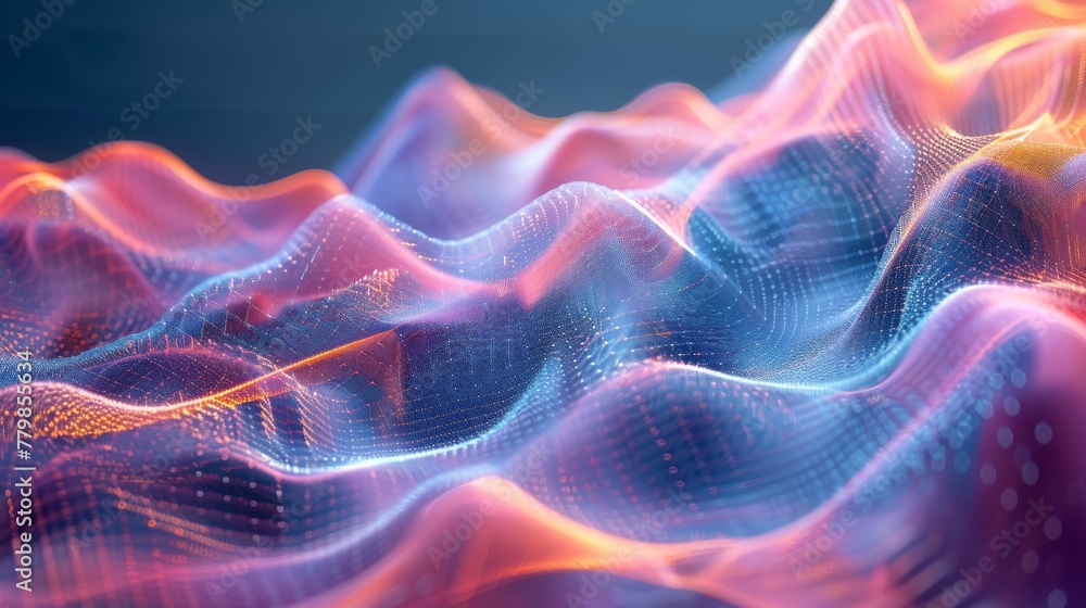 Aufkleber The original 3D rendering of this abstract fluid surface background includes wireframe lines.