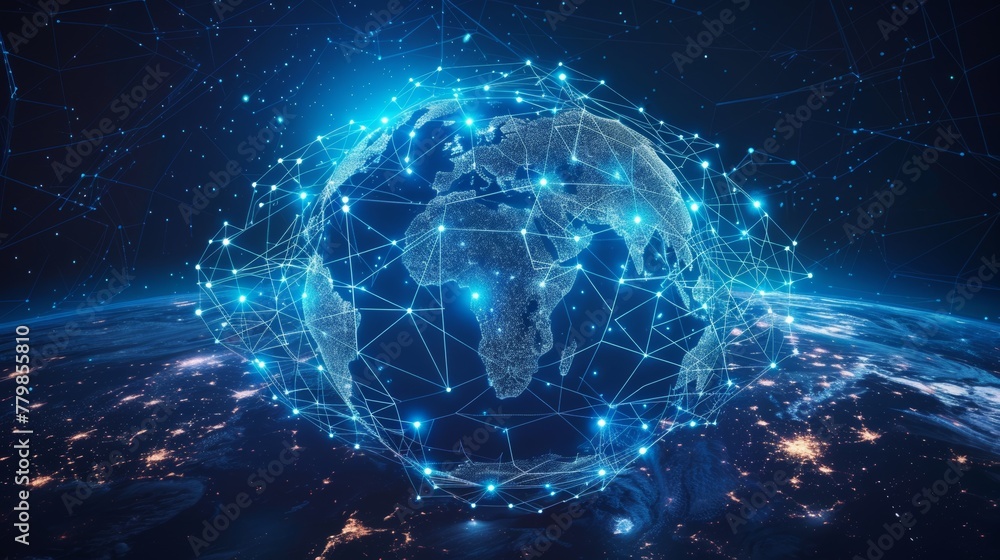 Aufkleber Computer world connectivity structure analysis. Internet network and science, technology background modern. Computer world connectivity structure analysis.