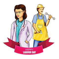 1st may happy labour day its international worker's day card design