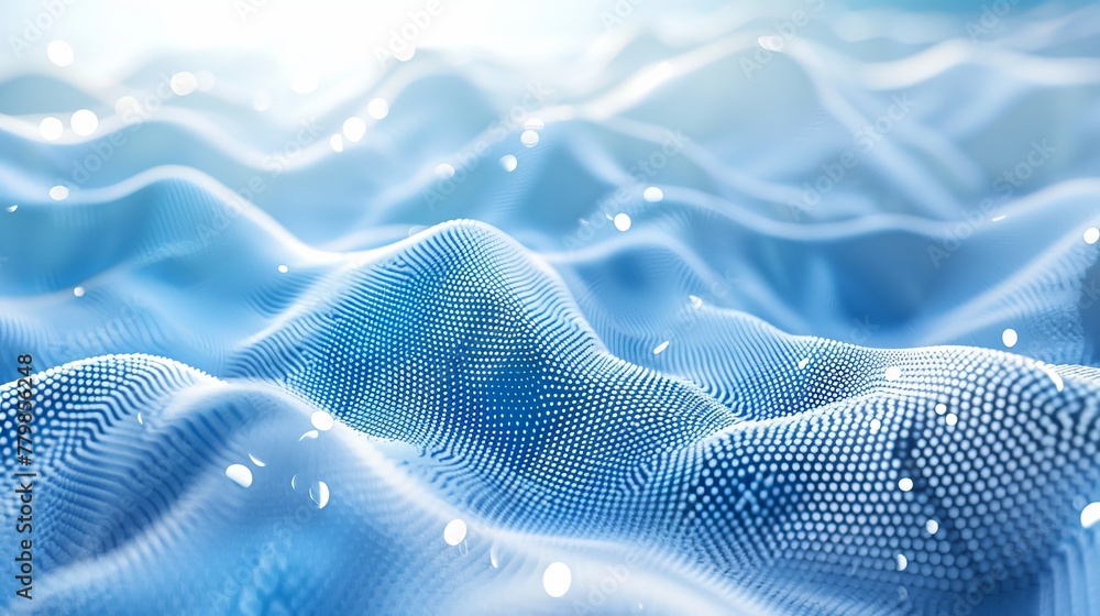 Poster Digital background with dots, waves, and big data. Abstract technology background with big data. 3D rendering.