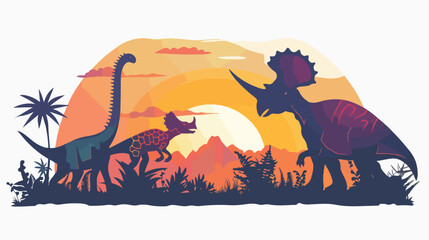At moorning triceratops and brachiosaurus silhouette