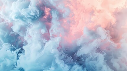 Powder blue and soft pink gently blend, crafting a delicate and enchanting abstract scene reminiscent of a cotton candy dreamscape.