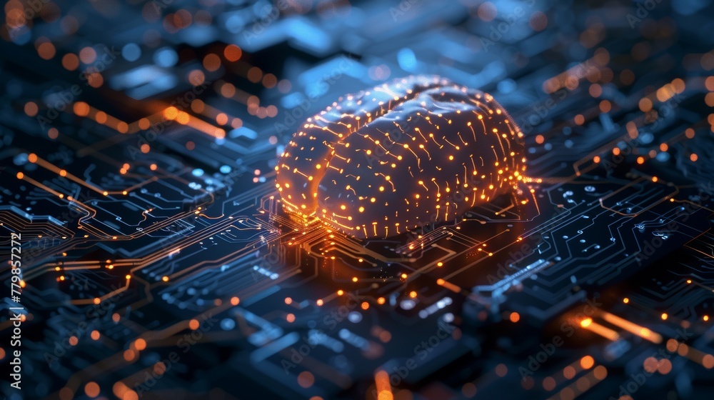 Aufkleber Artificial intelligence, Machine learning, and data mining. Modern computer technologies concept. Rendering in 3D.