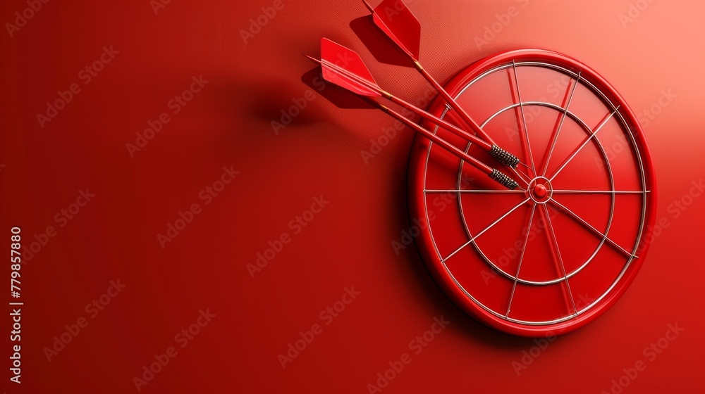 Poster marketing time concept. targeting the business. realistic 3d design. dart game. modern image.