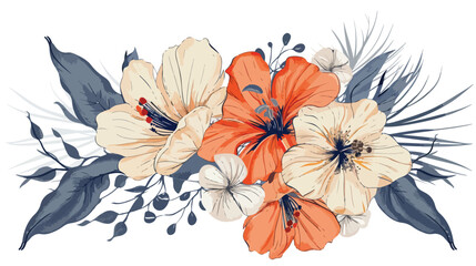 Beautiful realistic handdrawn artistic floral vintage
