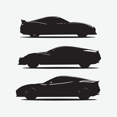 Simple Set of Car Vector Line Icons. Sports car logo icon set. Motor vehicle silhouette emblems. Auto garage dealership brand identity design elements. Vector illustrations. - obrazy, fototapety, plakaty