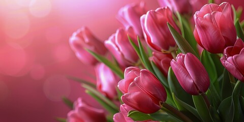 A Bunch of Pink Tulips in a Vase