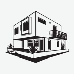 Building Containing house, office, bank, school, hotel, shop, university and hospital, real estate Vector illustration.