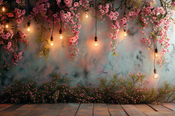 backdrop_of_wild_flowers_garland_light_bulbs