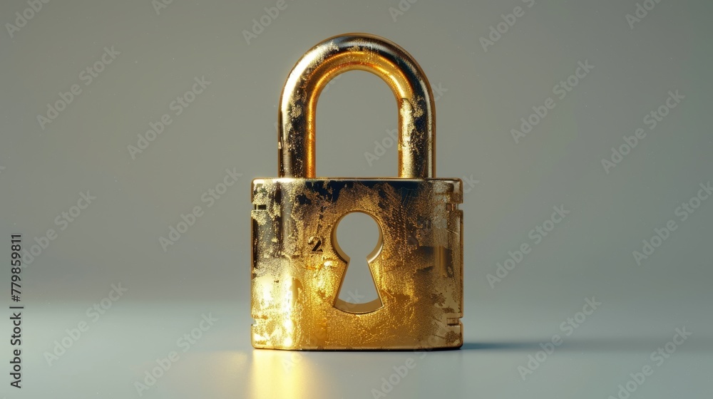 Aufkleber Locked padlock with 3D mask. PIN code entry. Safety and security. Cartoon creative icon design for web and app. 3D rendering.